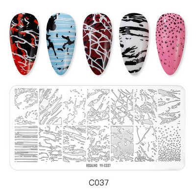 ROSALIND körömbélyegző lemezek körömlakk bélyegzéséhez Wacky Pattern Nail Art lemez stencilvonalas körömtervező bélyegzőeszközök