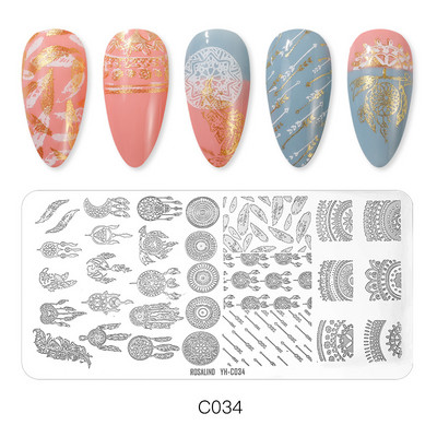 ROSALIND körömbélyegző lemezek körömlakk bélyegzéséhez Wacky Pattern Nail Art lemez stencilvonalas körömtervező bélyegzőeszközök