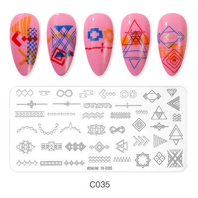 ROSALIND körömbélyegző lemezek körömlakk bélyegzéséhez Wacky Pattern Nail Art lemez stencilvonalas körömtervező bélyegzőeszközök