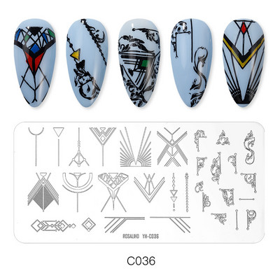 ROSALIND körömbélyegző lemezek körömlakk bélyegzéséhez Wacky Pattern Nail Art lemez stencilvonalas körömtervező bélyegzőeszközök