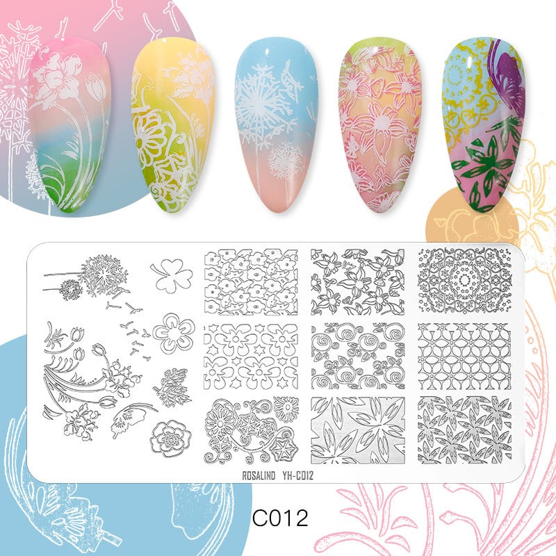 ROSALIND körömbélyegző lemezek körömlakk bélyegzéséhez Wacky Pattern Nail Art lemez stencilvonalas körömtervező bélyegzőeszközök