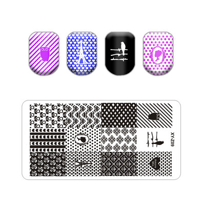 Alphabet logó bélyegző lemezek Csipke Virág Állatkép Bélyegek Sablonok Macskalevél Manikűr Nyomtatás Stencil Eszközök Vonal Koponya