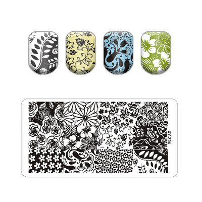Alphabet logó bélyegző lemezek Csipke Virág Állatkép Bélyegek Sablonok Macskalevél Manikűr Nyomtatás Stencil Eszközök Vonal Koponya