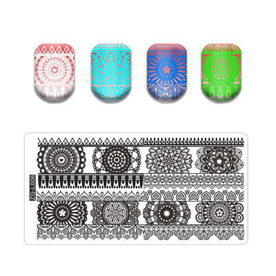 Alphabet logó bélyegző lemezek Csipke Virág Állatkép Bélyegek Sablonok Macskalevél Manikűr Nyomtatás Stencil Eszközök Vonal Koponya