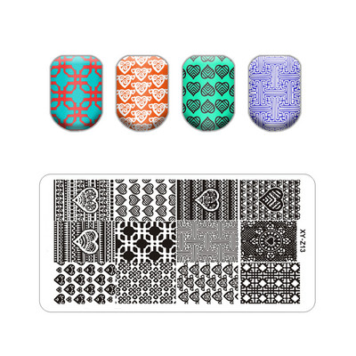 Alphabet logó bélyegző lemezek Csipke Virág Állatkép Bélyegek Sablonok Macskalevél Manikűr Nyomtatás Stencil Eszközök Vonal Koponya