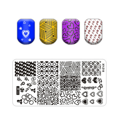 Alphabet logó bélyegző lemezek Csipke Virág Állatkép Bélyegek Sablonok Macskalevél Manikűr Nyomtatás Stencil Eszközök Vonal Koponya