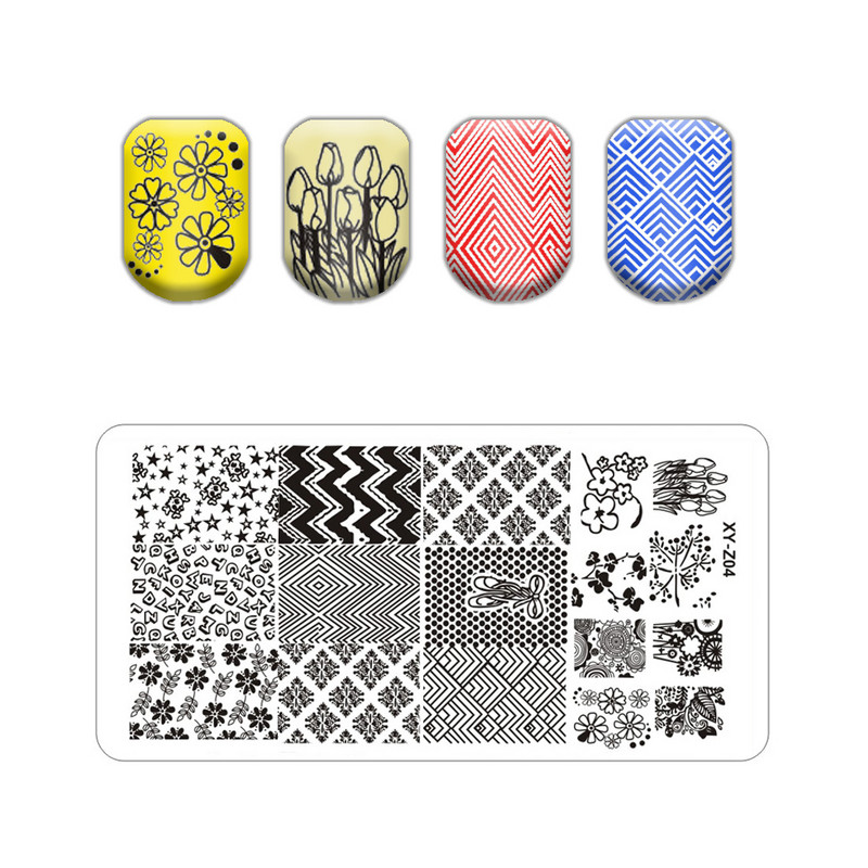 Alphabet logó bélyegző lemezek Csipke Virág Állatkép Bélyegek Sablonok Macskalevél Manikűr Nyomtatás Stencil Eszközök Vonal Koponya