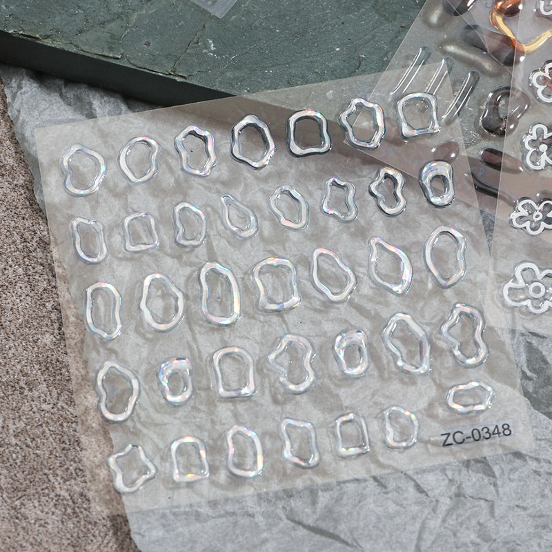 5D holografikus arany ezüst köröm matricák matricák pillangó szív geometrikus csíkos vonal körömdíszítések csúszkák manikűr CHZC