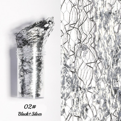 1 db 3D hálós körömmatrica arany, ezüst, háló, drót, selyemfólia körömfólia matrica, arany és ezüst fólia körömdíszítés barkácsolás