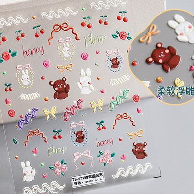 5D Bohemia körömmatrica, matt virágos körömmatricák, áttetsző, ultravékony dombornyomott ragasztós körömcsúcsok, kiegészítők díszítés