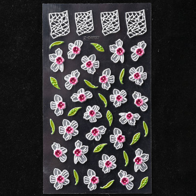 5D Bohemia körömmatrica, matt virágos körömmatricák, áttetsző, ultravékony dombornyomott ragasztós körömcsúcsok, kiegészítők díszítés