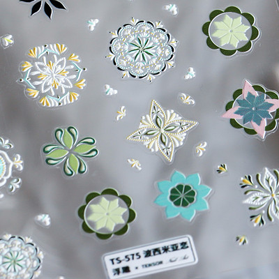 5D Bohemia körömmatrica, matt virágos körömmatricák, áttetsző, ultravékony dombornyomott ragasztós körömcsúcsok, kiegészítők díszítés