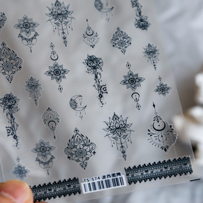 5D Bohemia körömmatrica, matt virágos körömmatricák, áttetsző, ultravékony dombornyomott ragasztós körömcsúcsok, kiegészítők díszítés