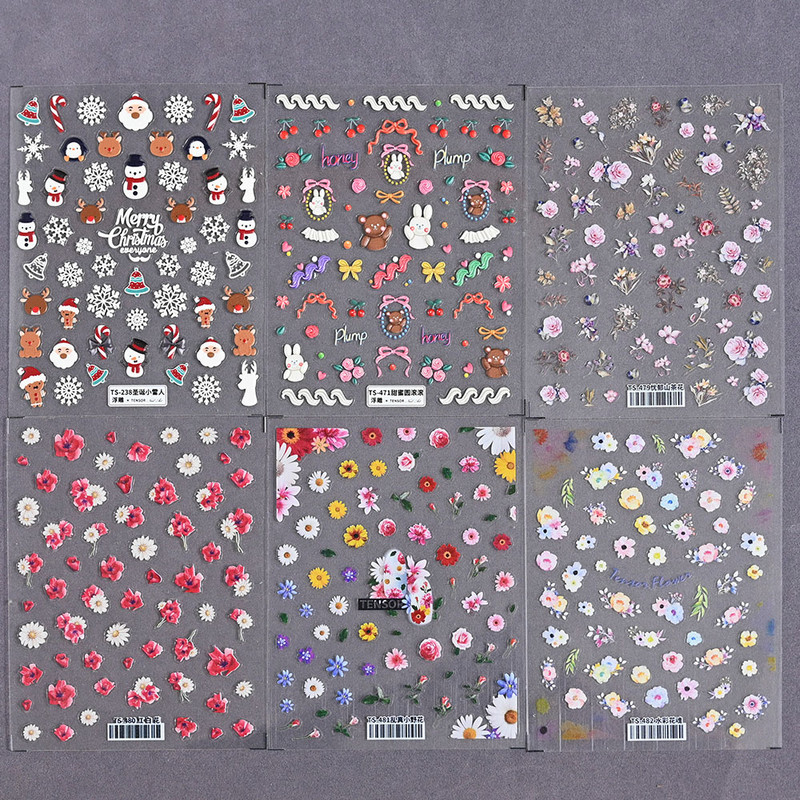 5D Bohemia körömmatrica, matt virágos körömmatricák, áttetsző, ultravékony dombornyomott ragasztós körömcsúcsok, kiegészítők díszítés