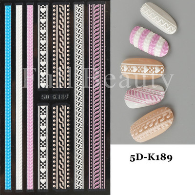 5D Božićne naljepnice za nokte Snjegović Zimski dekor Rukavice Kape Medvjedi Pingvini Klizači Reljefni pleteni pulover Naljepnice Manikura GL5D-K