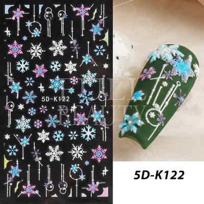 5D Božićne naljepnice za nokte Snjegović Zimski dekor Rukavice Kape Medvjedi Pingvini Klizači Reljefni pleteni pulover Naljepnice Manikura GL5D-K