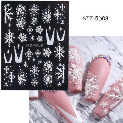 5D Božićne naljepnice za nokte Snjegović Zimski dekor Rukavice Kape Medvjedi Pingvini Klizači Reljefni pleteni pulover Naljepnice Manikura GL5D-K