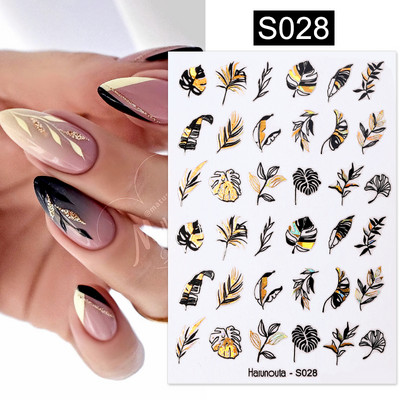 Harunouta márvány 3D köröm matricák arany fehér füst betűk design öntapadó nyomd a körmöket manikűr geometriai vonalak csúszka