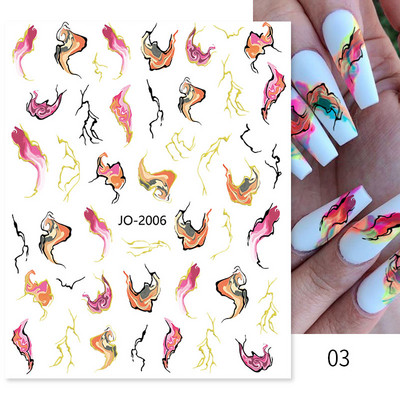 Harunouta márvány 3D köröm matricák arany fehér füst betűk design öntapadó nyomd a körmöket manikűr geometriai vonalak csúszka