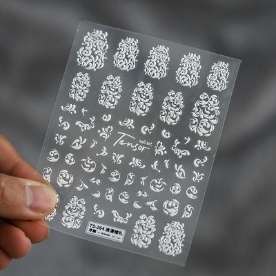 Virágok Hímzés Tervezés 5D Puha Mikrofaragott Öntapadó Körömdísz matricák 3D Manikűr Matricák Nagyker