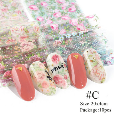 10 komada mat metalne folije za nokte kromirane naljepnice s efektom zrcala za nokte zlatno srebrna aluminijska papirna folija DIY manikura GLJSH-A