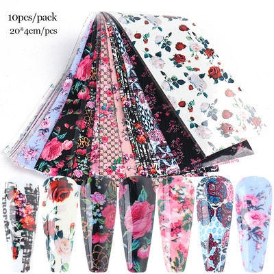 10 komada mat metalne folije za nokte kromirane naljepnice s efektom zrcala za nokte zlatno srebrna aluminijska papirna folija DIY manikura GLJSH-A