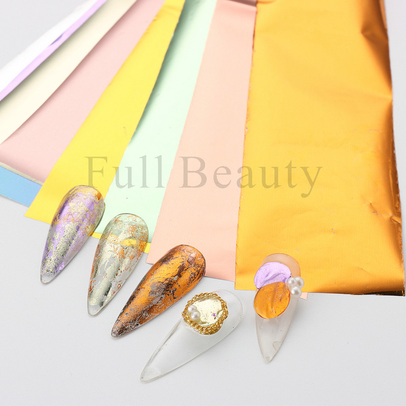 10 komada mat metalne folije za nokte kromirane naljepnice s efektom zrcala za nokte zlatno srebrna aluminijska papirna folija DIY manikura GLJSH-A