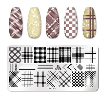 PICT YOU Check Pattern Nail Stamping Plas Ανοξείδωτο ατσάλι Nail idea nail Art Image Plate Nail Stencil Tools