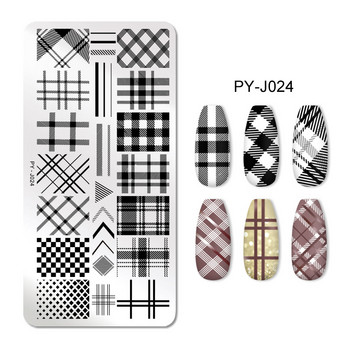 PICT YOU Check Pattern Nail Stamping Plas Ανοξείδωτο ατσάλι Nail idea nail Art Image Plate Nail Stencil Tools