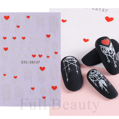 3D fekete vonalú levél körömmatricák tinta akvarell francia design tulipán hóvirág virág geometriájú csúszkák körmökhöz SASTZCS130-137