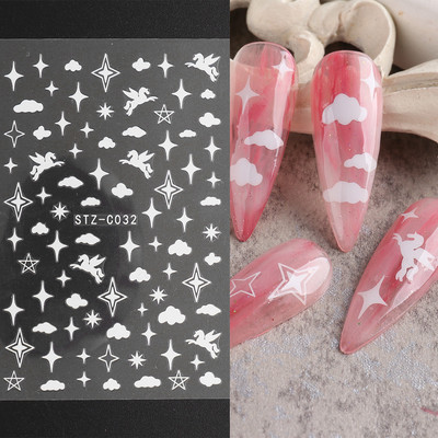 3D fekete vonalú levél körömmatricák tinta akvarell francia design tulipán hóvirág virág geometriájú csúszkák körmökhöz SASTZCS130-137