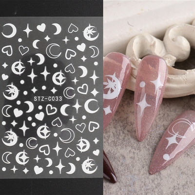 3D fekete vonalú levél körömmatricák tinta akvarell francia design tulipán hóvirág virág geometriájú csúszkák körmökhöz SASTZCS130-137