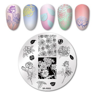 MEET ACROSS Csipke Virág Köröm Bélyegző Lemezek Növények Levelek Virágok Francia körömdíszlemez Stencil Rozsdamentes Acél Design