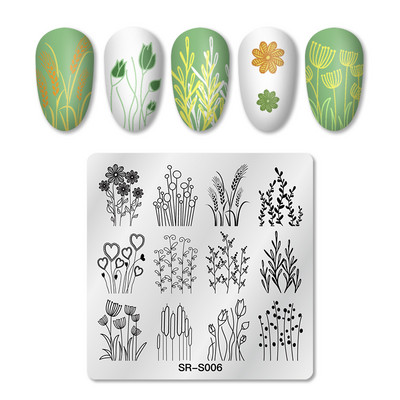 MEET ACROSS Csipke Virág Köröm Bélyegző Lemezek Növények Levelek Virágok Francia körömdíszlemez Stencil Rozsdamentes Acél Design