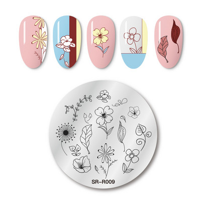 MEET ACROSS Csipke Virág Köröm Bélyegző Lemezek Növények Levelek Virágok Francia körömdíszlemez Stencil Rozsdamentes Acél Design