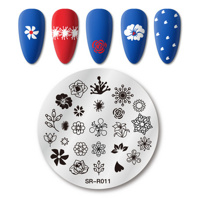 MEET ACROSS Csipke Virág Köröm Bélyegző Lemezek Növények Levelek Virágok Francia körömdíszlemez Stencil Rozsdamentes Acél Design