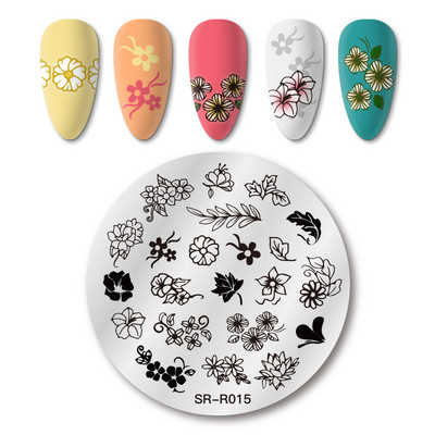 MEET ACROSS Csipke Virág Köröm Bélyegző Lemezek Növények Levelek Virágok Francia körömdíszlemez Stencil Rozsdamentes Acél Design