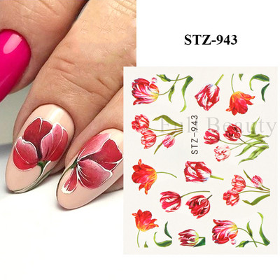 1 DB akvarell virágos növények körömmatrica tinta Virágzó virágos levelek vízmatricák Divat csúszka körömdíszítés FBSTZ-684