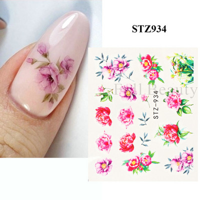 1 DB akvarell virágos növények körömmatrica tinta Virágzó virágos levelek vízmatricák Divat csúszka körömdíszítés FBSTZ-684