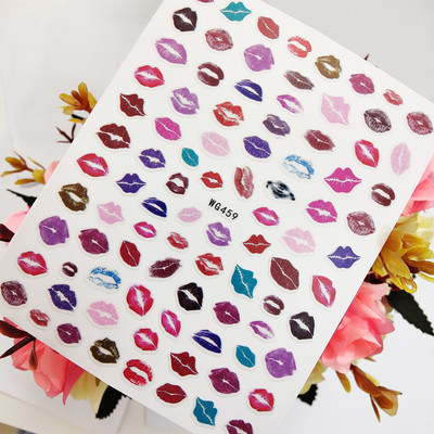 Szexi vörös ajkak csók 3D matricák körömcsúszkák öntapadó körömdíszítések fóliás manikűr kiegészítők