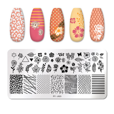 PICT YOU Nagu apzīmogošanas plāksnes Tropical Collection Nail Art zīmogu veidnes DIY nagu attēlu plāksnes nerūsējošā tērauda dizaina rīks