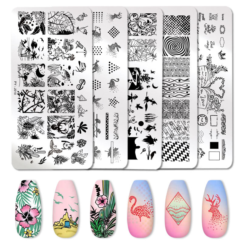 PICT YOU Nagų štampavimo plokštelės Tropical Collection Nail Art Antspaudų šablonai „Pasidaryk pats“ nagų atvaizdo plokštės nerūdijančio plieno dizaino įrankis