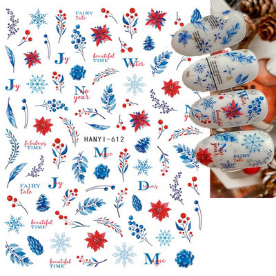 Nail Art Matrica Téli Juharlevelek Karácsonyi Színes Hópelyhek Hát Ragasztó Körömmatricák Dekoráció Köröm Tippekhez Szépség