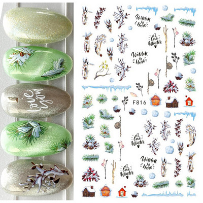 Nail Art Matrica Téli Juharlevelek Karácsonyi Színes Hópelyhek Hát Ragasztó Körömmatricák Dekoráció Köröm Tippekhez Szépség