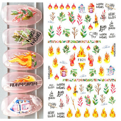 Nail Art Matrica Téli Juharlevelek Karácsonyi Színes Hópelyhek Hát Ragasztó Körömmatricák Dekoráció Köröm Tippekhez Szépség