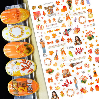 Nail Art Matrica Téli Juharlevelek Karácsonyi Színes Hópelyhek Hát Ragasztó Körömmatricák Dekoráció Köröm Tippekhez Szépség