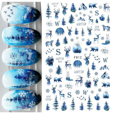 Nail Art Matrica Téli Juharlevelek Karácsonyi Színes Hópelyhek Hát Ragasztó Körömmatricák Dekoráció Köröm Tippekhez Szépség