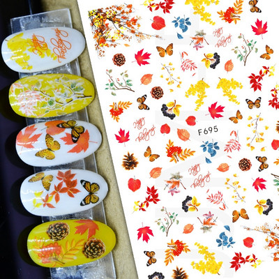 Nail Art Matrica Téli Juharlevelek Karácsonyi Színes Hópelyhek Hát Ragasztó Körömmatricák Dekoráció Köröm Tippekhez Szépség