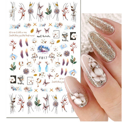 Nail Art Matrica Téli Juharlevelek Karácsonyi Színes Hópelyhek Hát Ragasztó Körömmatricák Dekoráció Köröm Tippekhez Szépség