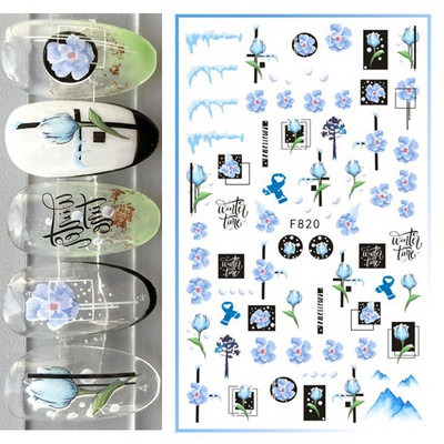 Nail Art Matrica Téli Juharlevelek Karácsonyi Színes Hópelyhek Hát Ragasztó Körömmatricák Dekoráció Köröm Tippekhez Szépség